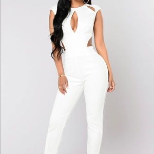 Fashion Nova Radio Up Ivory Jumpsuit NWOT